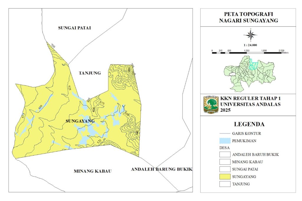 Peta topografi nagari sungayang